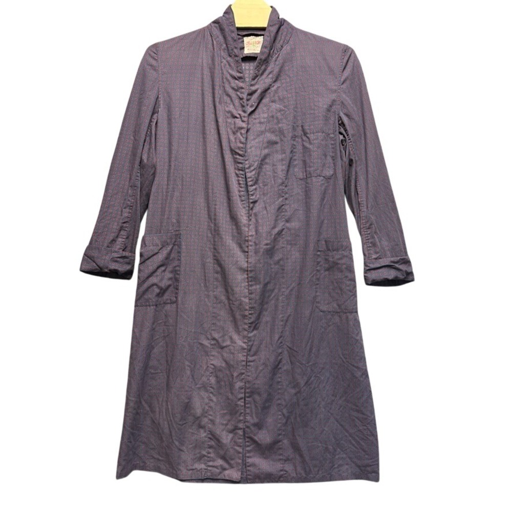 Vintage State-O-Maine Steigers Geometric Print Robe Blue Red Washable Housecoat